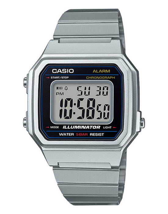 Casio Casio Collection B650WD-1ADF (B650WD-1A)  B650WD-1A кварцевые мужские часы серый циферблат, браслет нержавеющая сталь — вид спереди